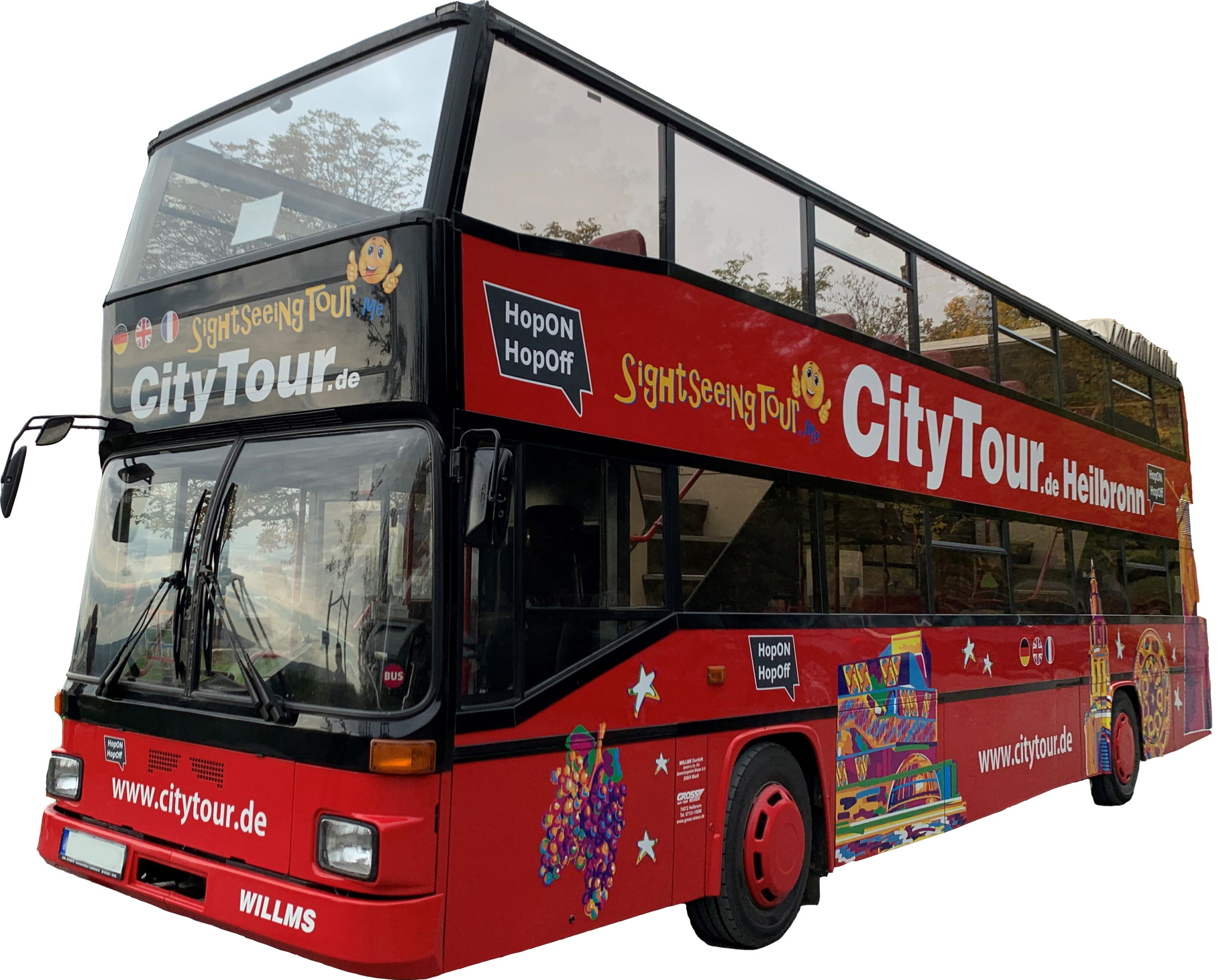 City Tour Bus freigestellt vorne nach links